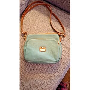 Valentina Sage Green Pebble Brown Leather Crossbody Bag Made in Italy